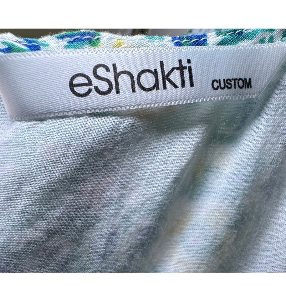 eShakti Green Floral Cap Sleeve Cotton Maxi Dress Lined Size Medium - Picture 7 of 7